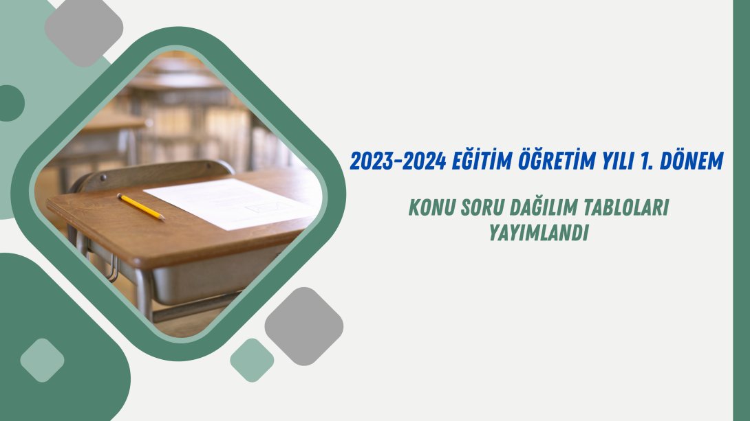2023-2024 Eğitim Öğretim Yılı 1.Dönem Konu Soru Dağılım Tabloları Yayımlandı