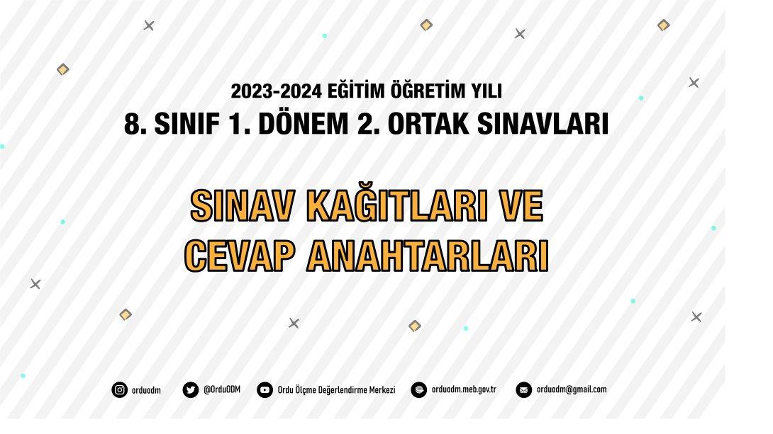 8. Sınıf 1. Dönem 2. Ortak Sınavları (İl Geneli) Yayımlandı